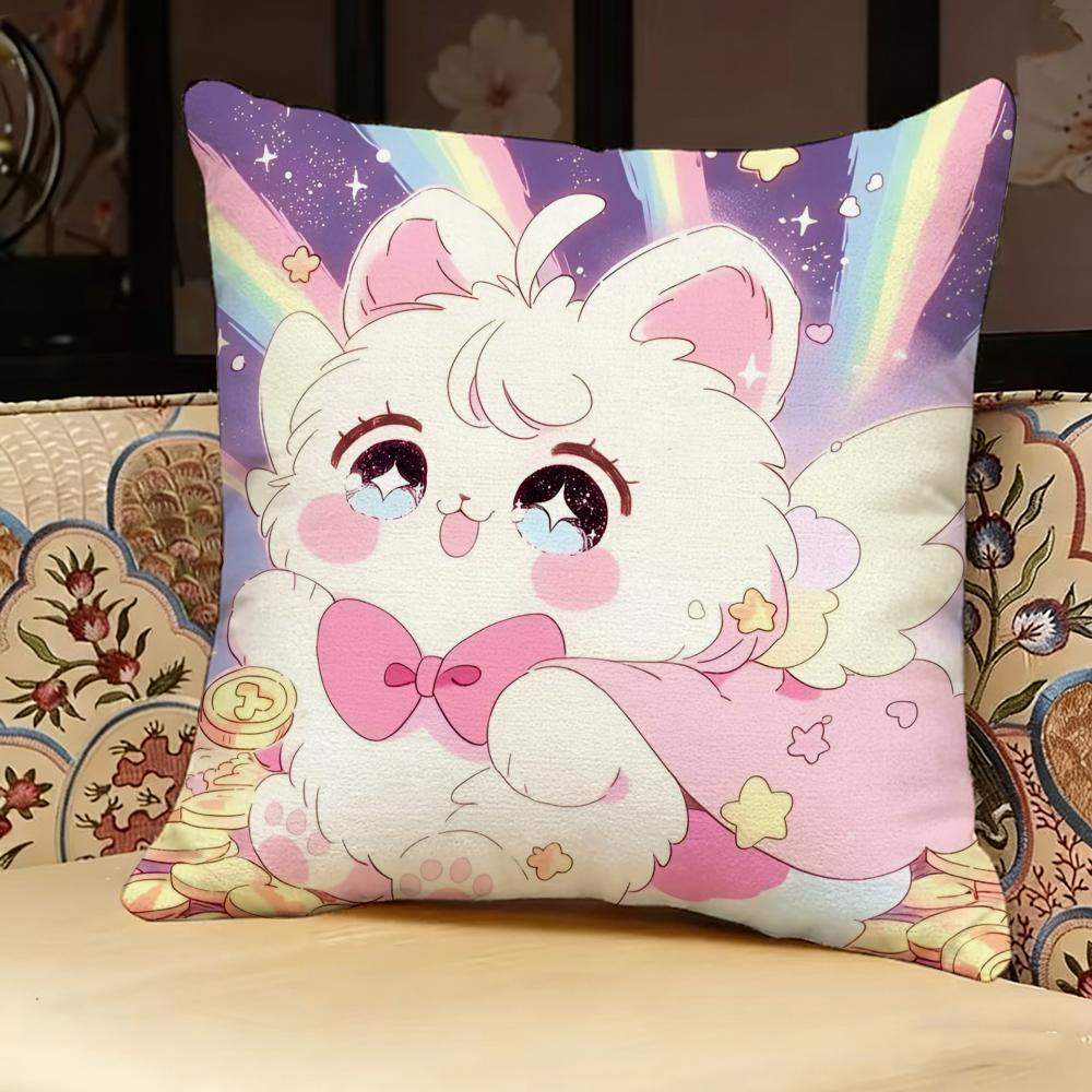 Cute Anime Cartoon Rabbits Kwaii Pillow Case Pillowcase, Double-Sided Printed, Sofa Cushion, Bedroom Headboard Pillow