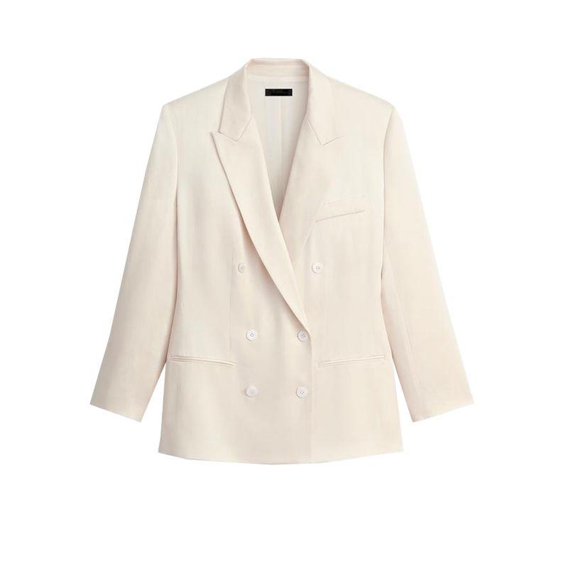 

Весна Новое поступление Легче всего сочетать Повседневная мода Воротник поло Нишевый темперамент Двубортный костюм Верхняя одежда 9394712 Ivory L