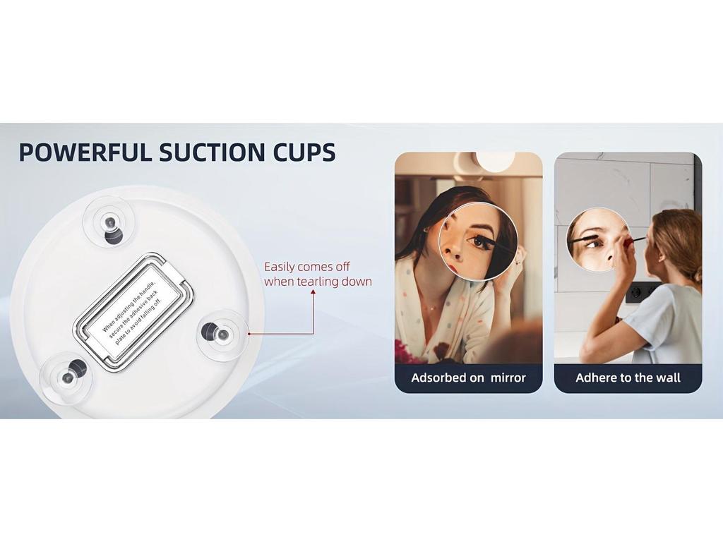 Handheld 6-inch Makeup Mirror with 10x, 20x, 30x Magnification and 360° Rotating Bracket