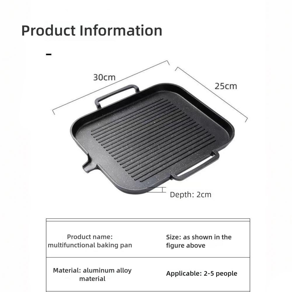 Korean Barbecue Grill Pan Indoor Outdoor Smokeless Cast Aluminum Cooking Skillet Nonstick Plate with Pour, for Gas and Induction