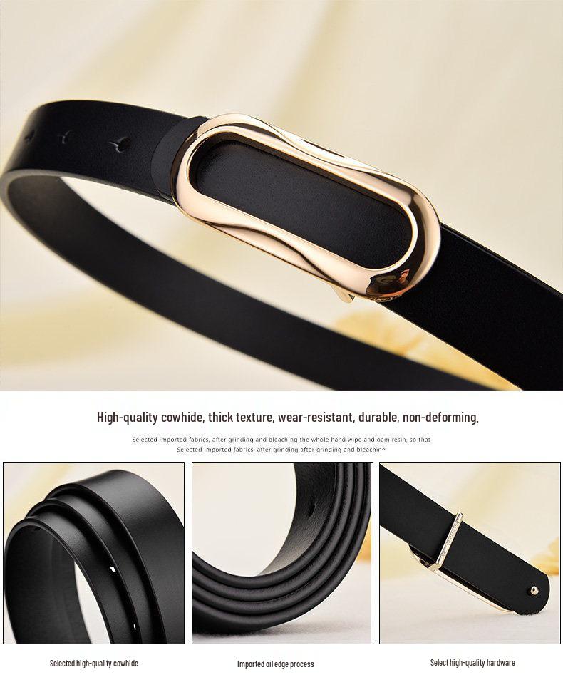 Women's Genuine Leather Black Waist Belt for Casual and Formal Wear