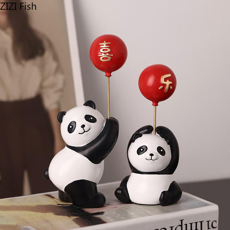 Rzeźba Pandy Rzemiosło z Żywicy Dekoracja Foyer Rzemiosło Ozdoby Dekoracja Biurka Statuetka Zwierzęcia Dekoracja Domu Prezenty Artystyczne