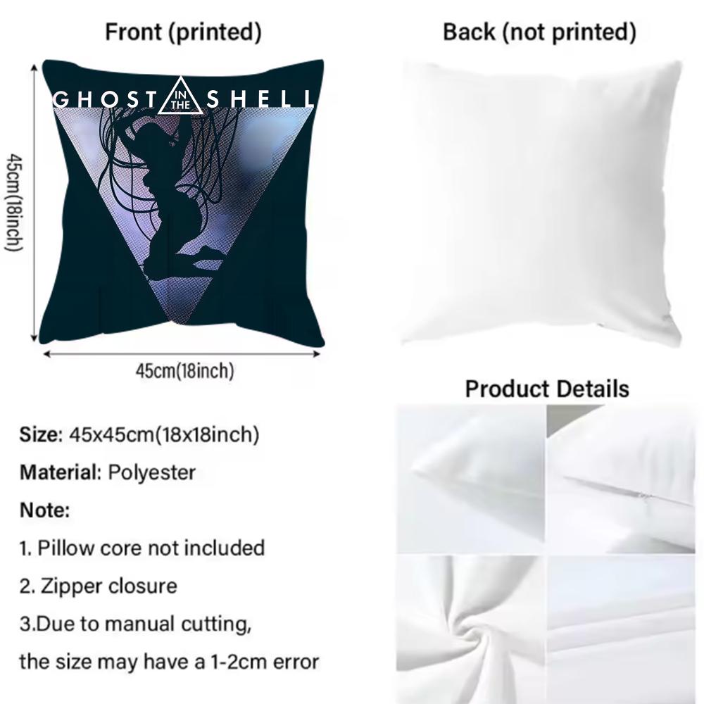 G-Ghost in the Shell Anime Cushion Cover Pattern Printed Pillowcase for Living Room Sofa Cushion Cover & Bedroom Decor