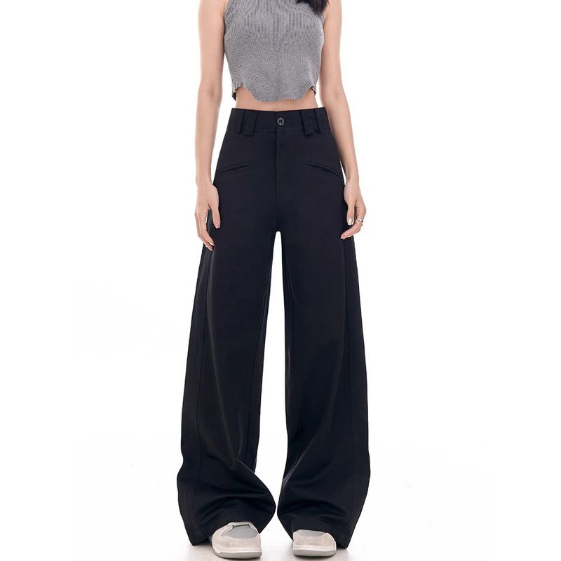 mm Black Autumn Fat Sister Stylish Suit Pants Black Regular 4XL