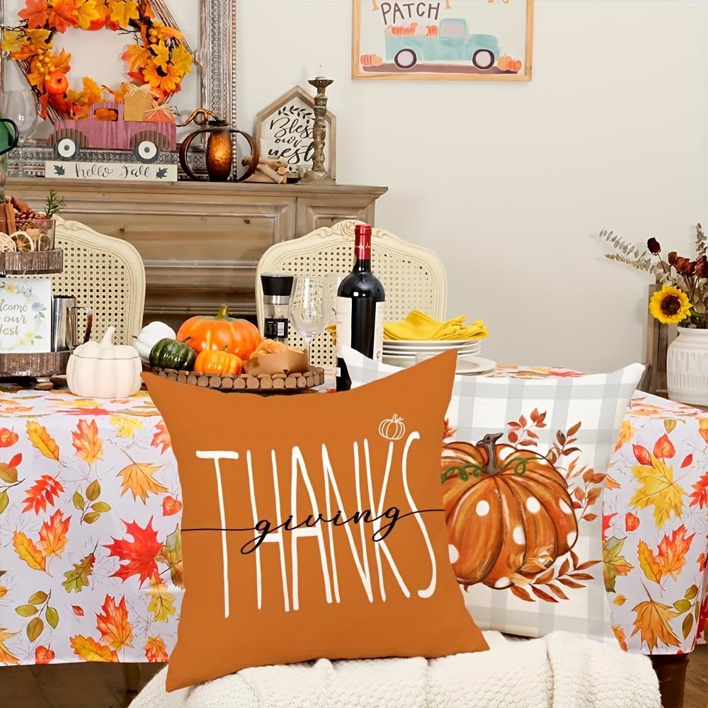 Fall Pumpkin Linen Blend Throw Pillow Cases Zipper Closure Decorative Pillow Covers for Living Room Bedroom Home Party Decor