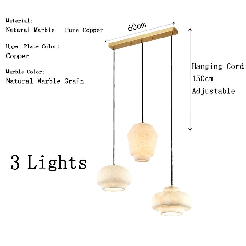 Natural marble restaurant pendant light ceiling light room decoration high-end snowflake stone all copper home hanging  fixtures