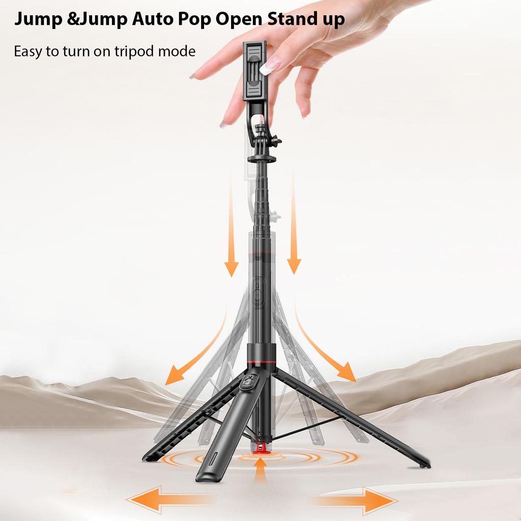 69.3 Extendable Selfie Stick with Remote Auto Opening Travel Tripod for Cell Phone 360 Degrees Rotation