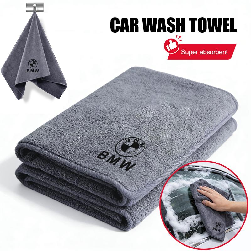 Soft Suede Car Wash Microfiber Towel Cleaning Drying Cloth Stickers For BMW X5 X6 F30 F34 F10 F20 G20 G30 F15 F16 1 3 5 7 Series TS2