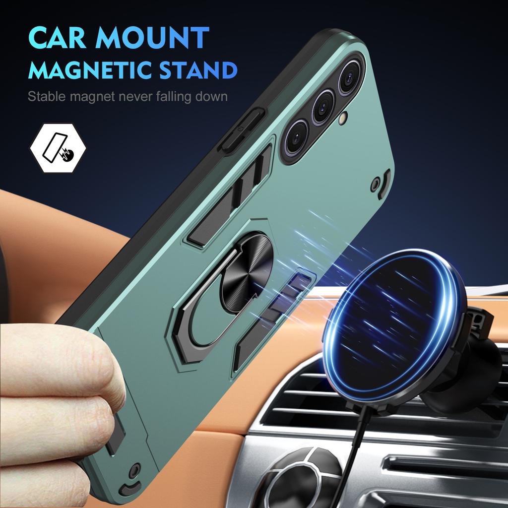 For Samsung Galaxy S25+ Case PC+TPU Drop Defend Phone Cover with Ring Kickstand
