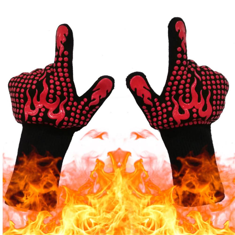BBQ Grill Heat Resistant Gloves, 1472°F/800°C Extreme Heat Resistant Barbecue Gloves, Anti-slip Silicone Oven Mitts For Cooking Baking Grill Smoker