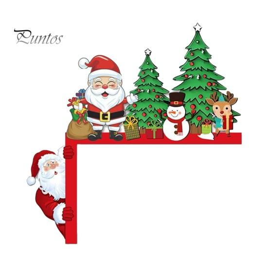 Decorare Colț Usa de Crăciun Topper, Panou din Lemn, Om de Zăpadă Moș Crăciun Omuleț de Ghimbir Pom de Crăciun Panou Cadru Om Decor pentru Casă Petrecere de Sărbători Toppere Decorative