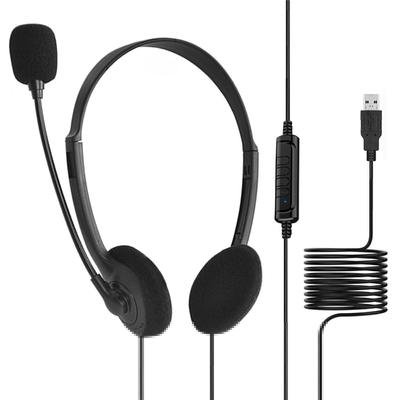 Usb Headset Med Mikrofon Brusreducerande Dator PC Headset Lätta Trådbundna Hörlurar För PC /laptop/mac/ Skola/barn