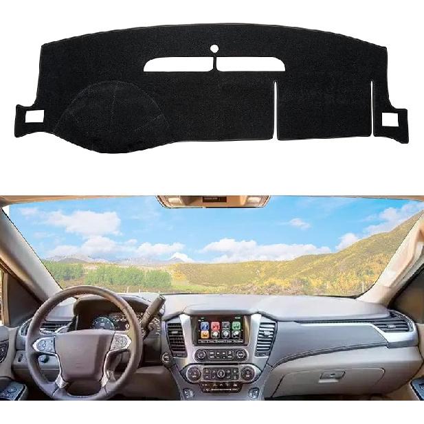 Dashboard Dash Cover Mat Carpet Compatible With 99-06 Chevy Silverado GMC Sierra,00-06 Chevy Suburban Tahoe GMC Yukon/XL,01-06 Chevy Avalanche(Black)