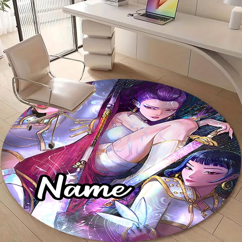 Personalized K-KPop Demon Hunters Round Chair Office Rug - Perfect for Mat, Office Chair & More - Ideal Gift for Birthdays and Holidays