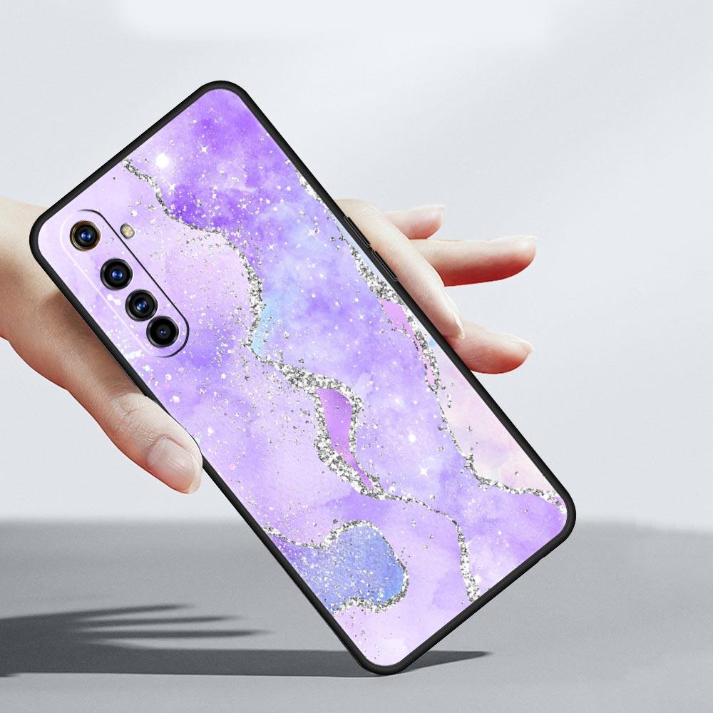 Navy Blue Glitter Agate Marble For Realme GT Neo 2 3 Phone Case Realme 9 8 5G 7 6 GT2 Pro Plus 9i 8i C21Y C3 C11 C25 C35 Cover