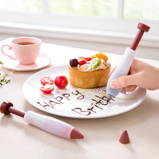 Backdekorationsstift Verdickter Silikon-Spritzbeutelstift Wiederverwendbarer Schokoladen-Marmeladen-Dressingstift für Backen und Salat