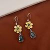 Super Flash Zircon Flower Water Drop Long Earrings Temperament Light Luxury Sweet Set Earrings