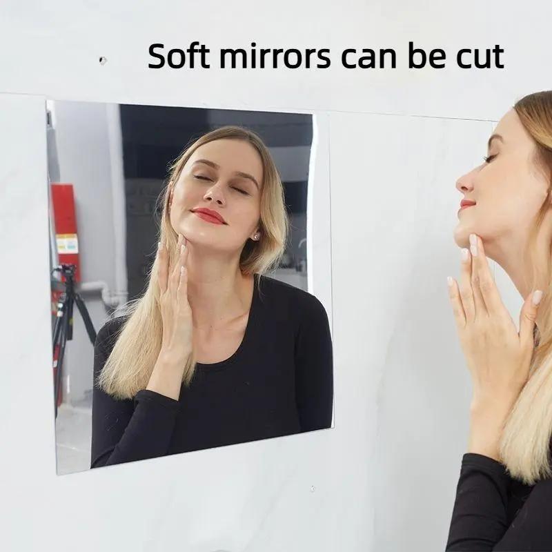 Self-Adhesive Mirror Sticker, 20 × 40 Inch Soft Glass Mirror, for Glass Doors & Home Use, Full-Length Instagram-Style Bedroom Reflective Film