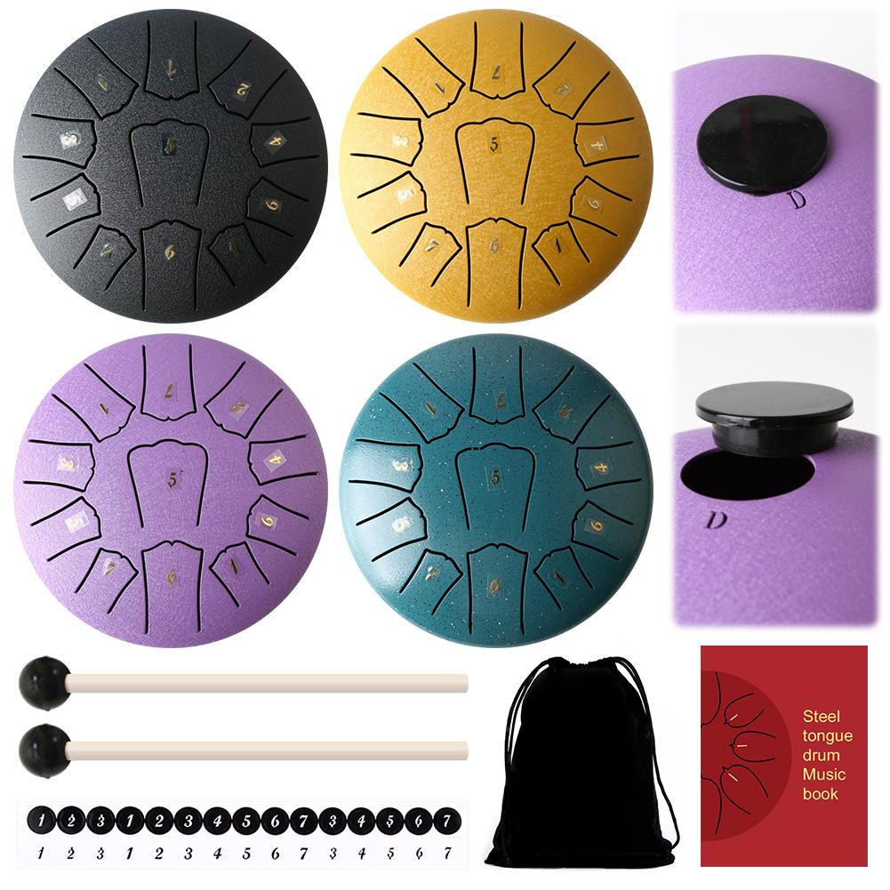 6 Inch 11/8 Notes Handpan Drum with Drum Bag Music Book Drum Mallets Hand Pan Drum for Entertainment Meditation Yoga Zen Gifts
