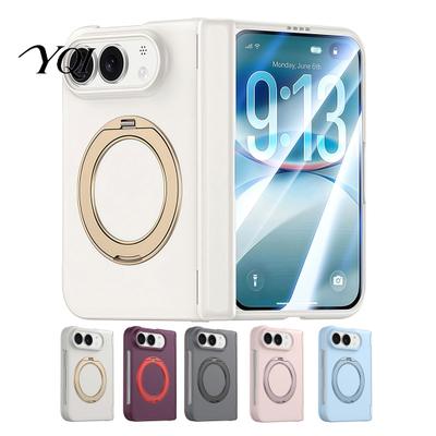 Comprehensive Hinge Protection Cover Magnetic Phone Case for IPhoneDuo with 360 Degree Ring, Rotatable Non Rotating Stand Slip Holder, Wireless