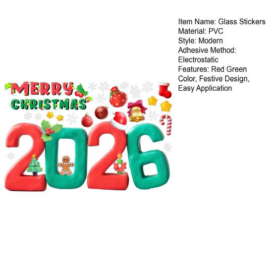 Christmas Glass Stickers 2026 Number Blessings Electrostatic Design Waterproof New Year Decal Festive Decoration
