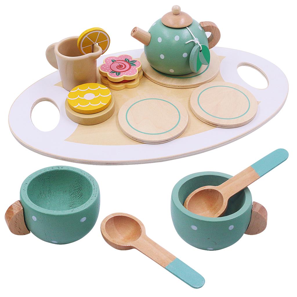 Simulace raného vzdělávání Děti si hrají Dům Odpolední čaj Dezert Dort Prodej čajové konvice Šálek Čajová sada Dřevěné hračky