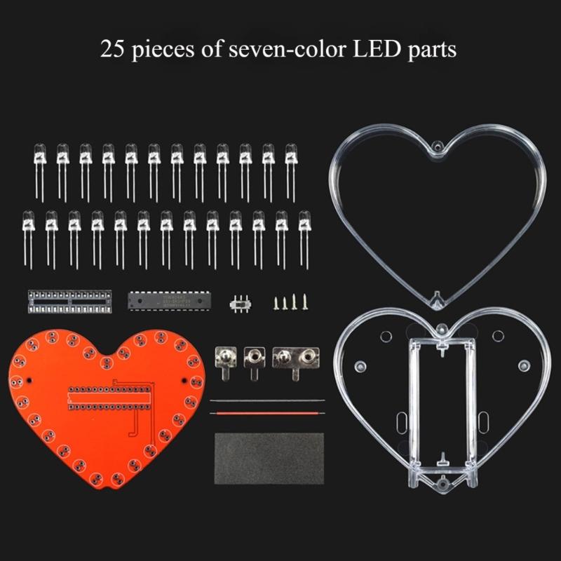 Beginner Friendly Soldering Practice Set With Heart PCB Flashing LED Lights And Detailed Assembly Guide For Welding