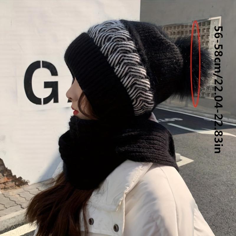 2025 Women'S Winter Warm Hat & Scarf Combo - Soft, Windproof, Ears Covering Beanie with Adjustable Clasp, Lightweight & Comfortable
