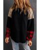 Azura Exchange Lantern Sleeve Plaid Sequin Pullover Sweatshirt
