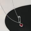 Real Gold Electroplated Zircon Temperament Collarbone Chain Women's Niche Design Sense Pin Peach Heart Necklace Fashion Versatile Neck Chain