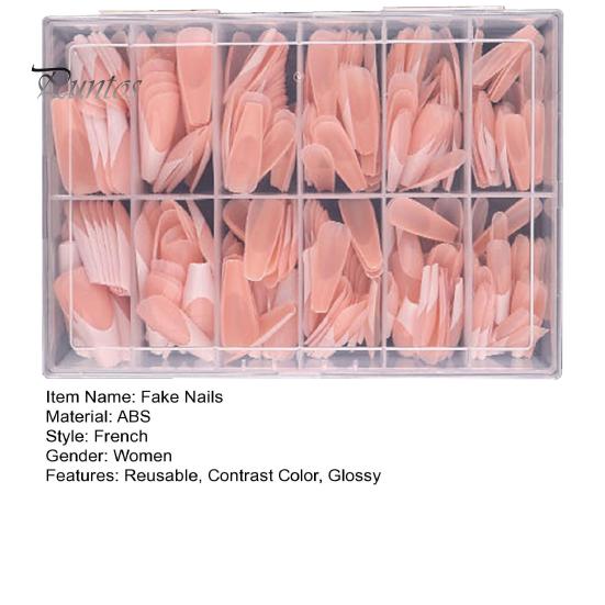 1 boîte de faux ongles de Style français classique, couleur contrastée, réutilisable, décoration de manucure, Nail Art, bord plat brillant, à pression