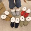 Women's Chunky Platform Snow Boots Winter Faux Suede Short Booties Slippers With Faux Fur Lining Anti-Slip Warm Outdoor Indoor House Shoes for Women