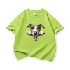 Kids Cotton T Shirt Adorable Whippet Dog Zipper Print Crew Neck Short Sleeve Tee Casual Breathable Boys Girls Summer Tops