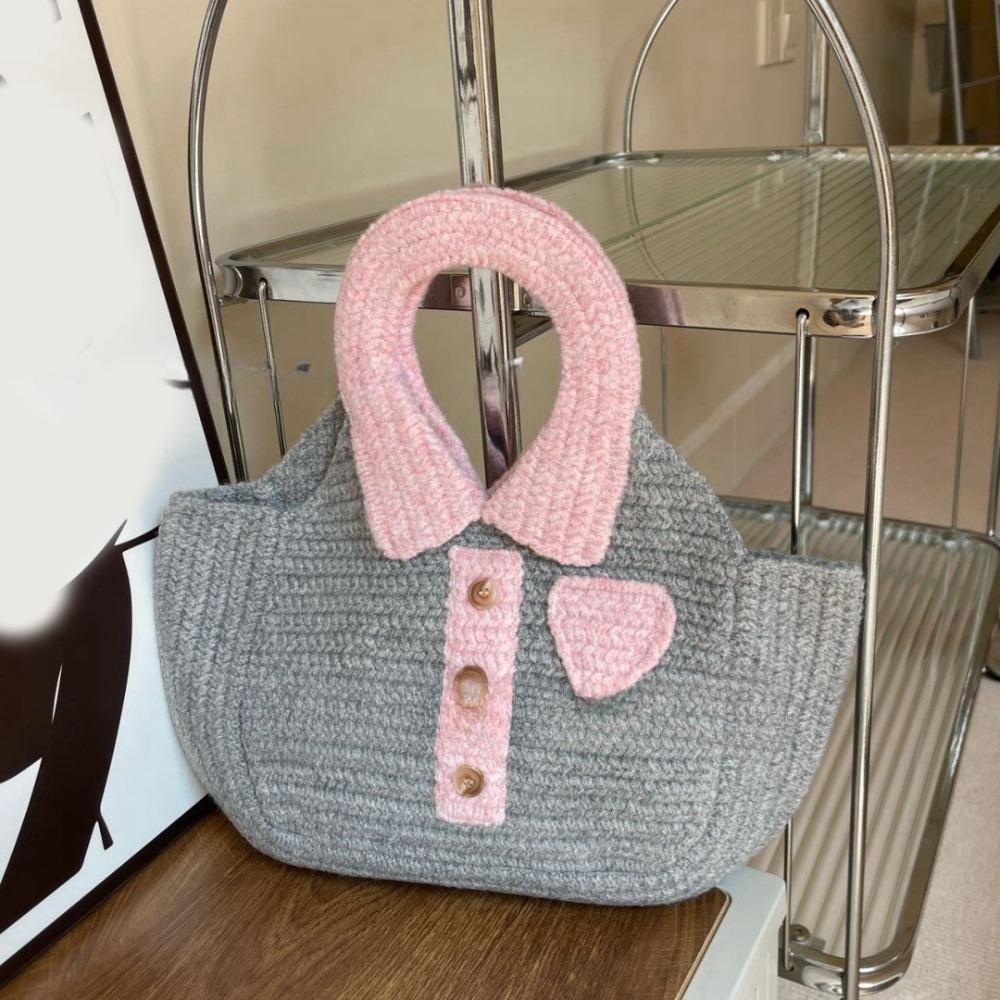 

Hand Woven Shirt Knitted Handbag Multicolor Knitted Wrist Bag Fashion Woolen Weave Bag Commuting Style 5