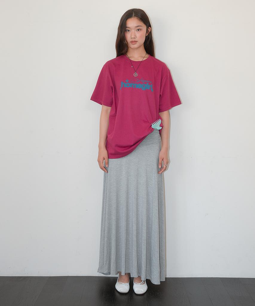 Hombadittingjeu Cotton Shirring Long Skirt (Gray)