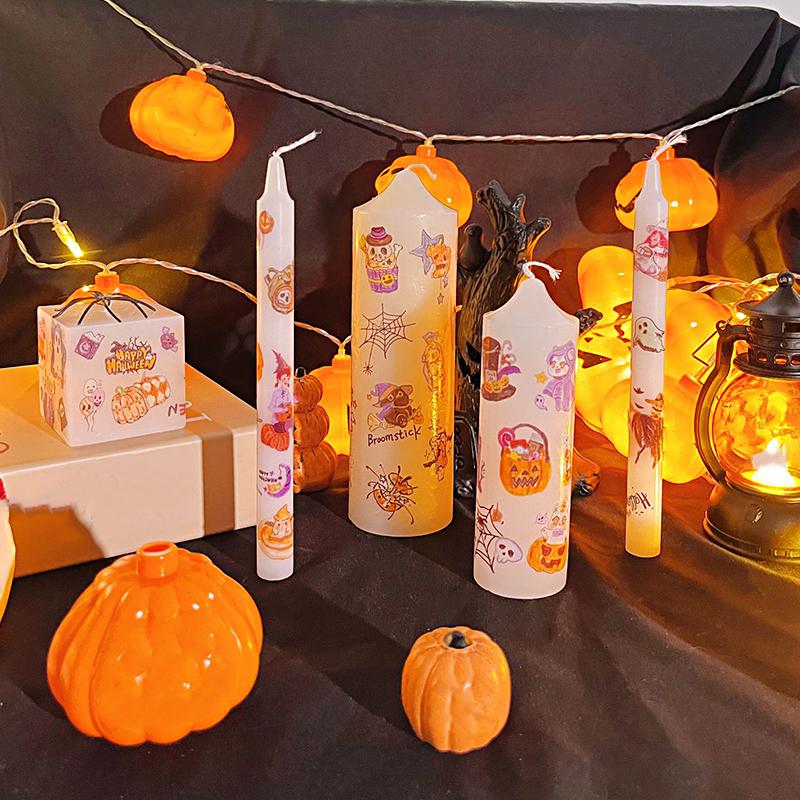 Halloween Candle Tattoo Stickers Halloween Party Candle Surface Decoration Cartoon Stickers DIY Cute 1PC