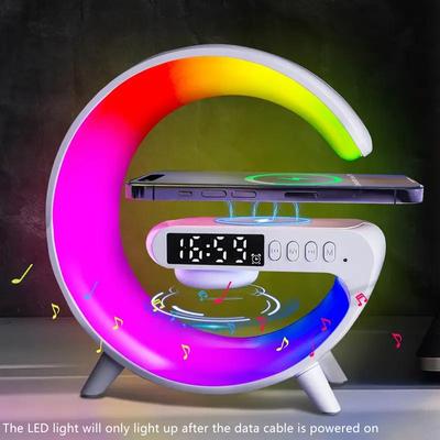 Christmas Day Gift Wireless Charger Station Multifunctional Wireless Bluetooth Speaker RGB Night Light Lamp Alarm Clock