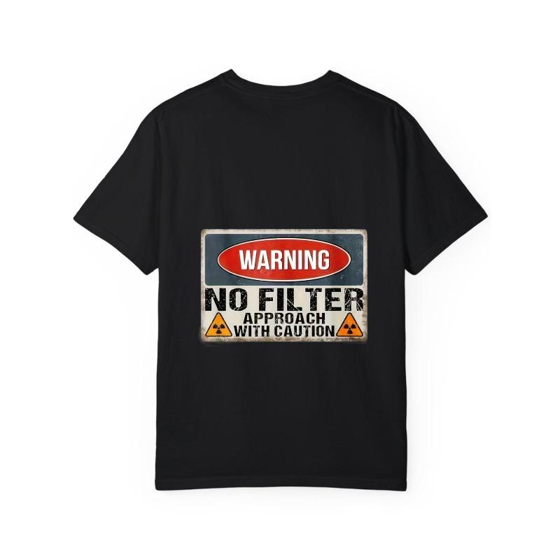 Weißes T-Shirt Mit Warnschild 'No Filter' Grafik Herren Lässiges Streetwear Top für den Alltag