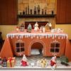 Toalha de Mesa Casa de Pão de Gengibre de Natal Tenda Aberta com Design de Vila Festiva Playhouse para Decoração de Festa de Pão de Gengibre