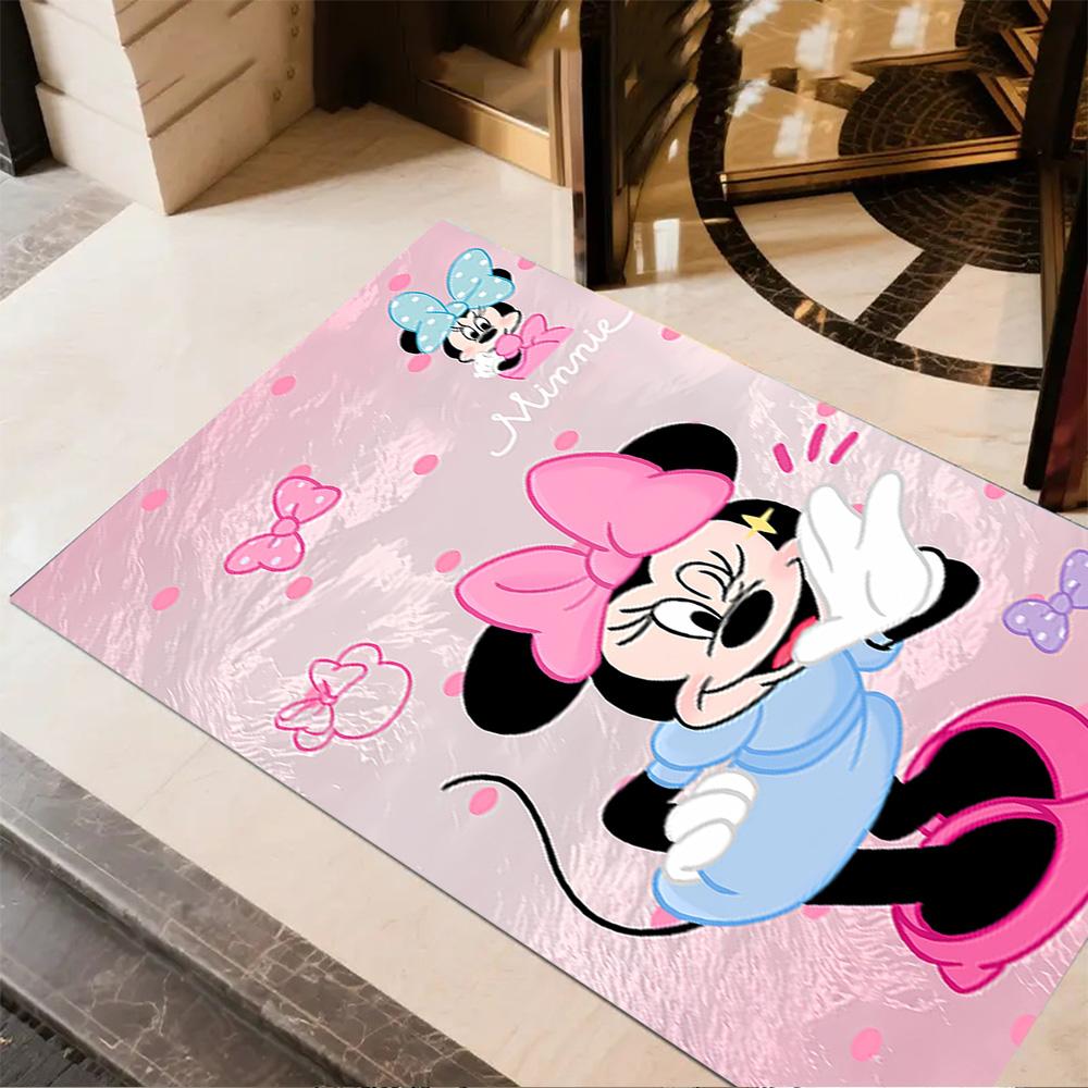 Minnie Mouse Floral Fantasy Area Rug Suitable for Dormitory Playrooms Dining Room Kitchen Antislip Carpet Office home decor Gift for Festivals