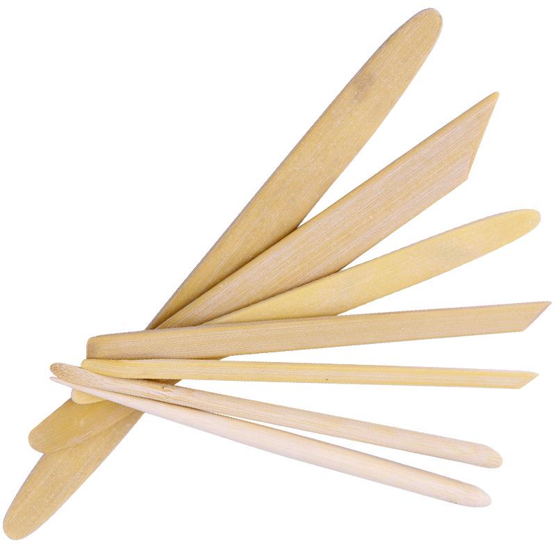 Bamboo Clay Sculpture Set: 7-Piece Round Head Scraper Tools for Buddha Statue Carving and Pottery Craft Trimming.