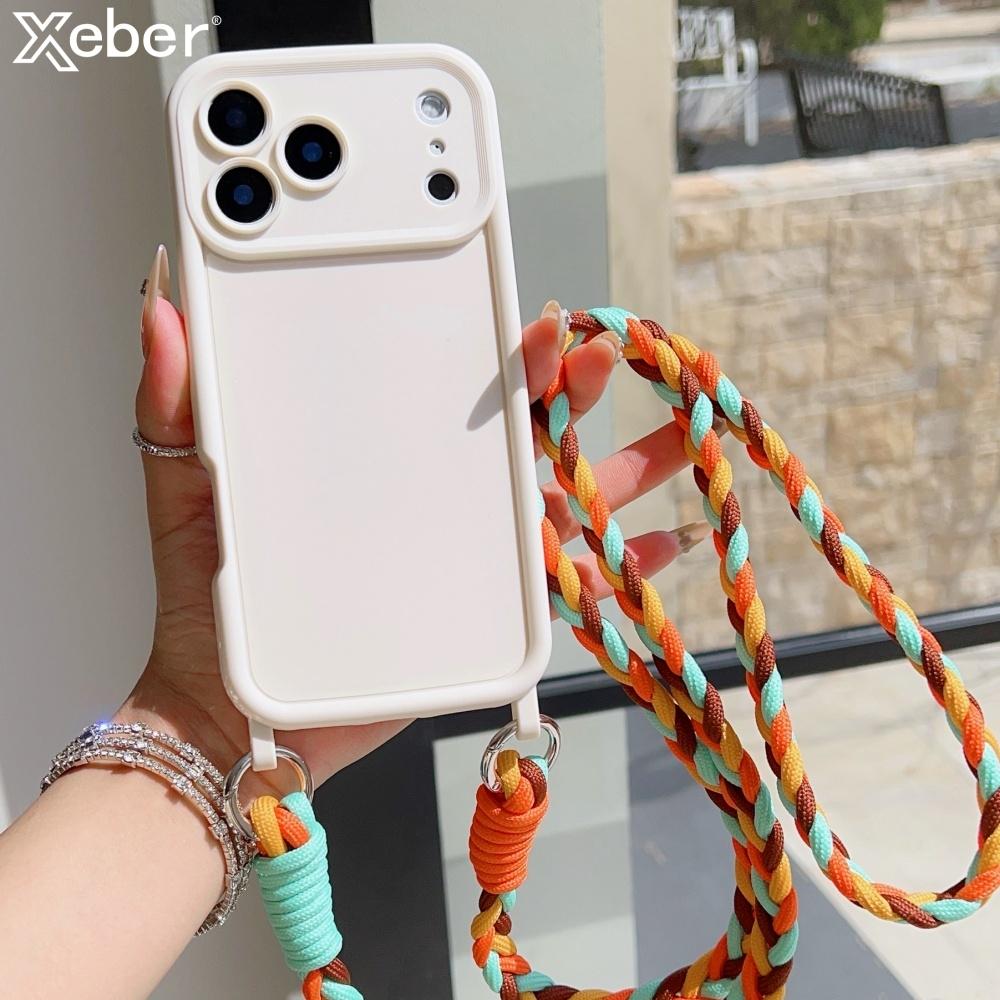 Crossbody Lanyard Braided Cord Liquid Silicone Case For iPhone 16 17 Pro Max 15 14 13 12 11 XR XS 7 8 Plus Necklace Strap Cover