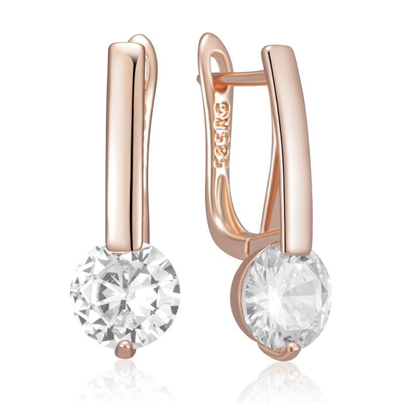 

Простые серьги-капли цвета розового золота для женщин, модные аксессуары с натуральным цирконом, высокое качество, свадебные украшения для невесты