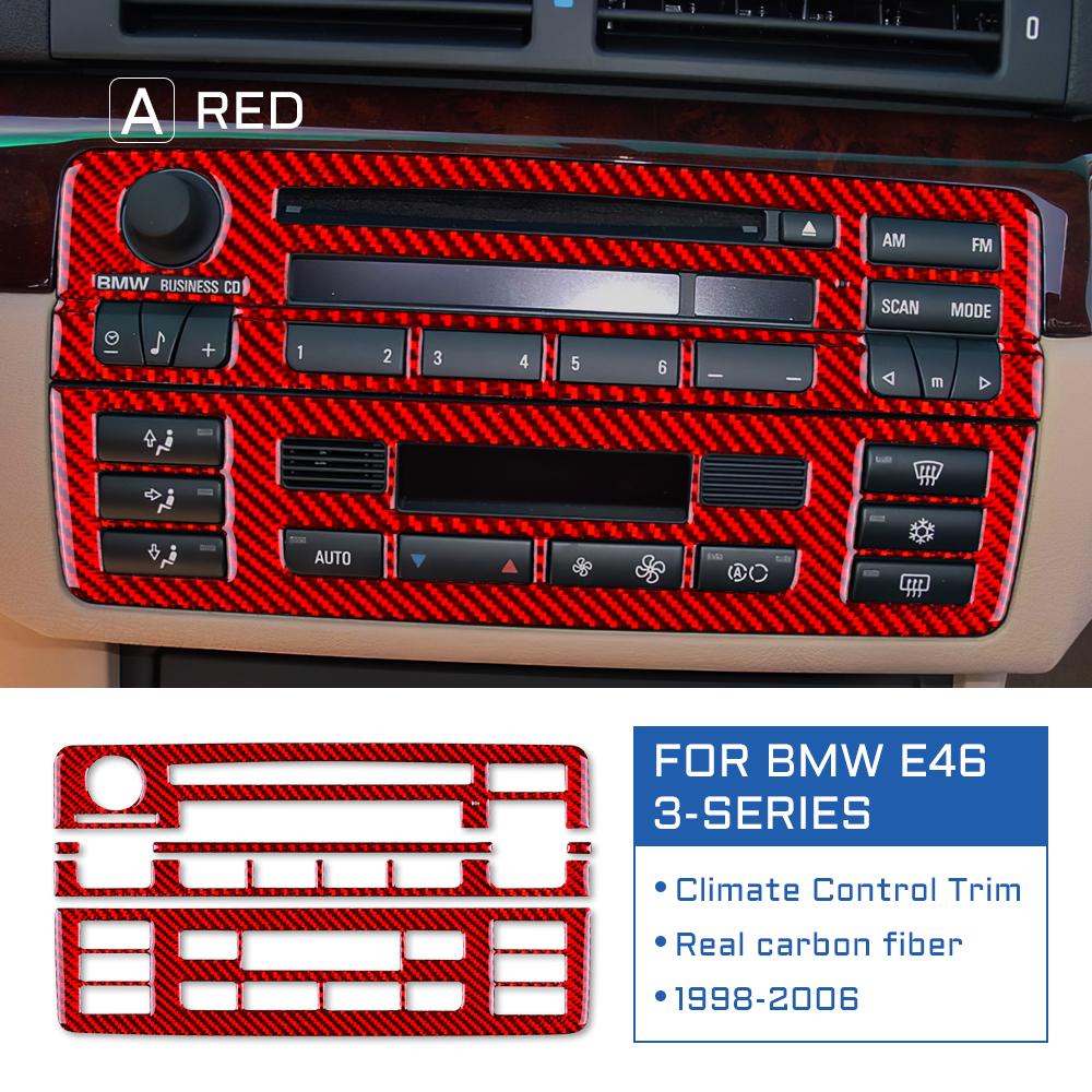 Real Soft Carbon Fiber Center Console Trim for BMW E46 AC & CD Button Panel, Glossy Anti-Scratch Easy tall Upgrade