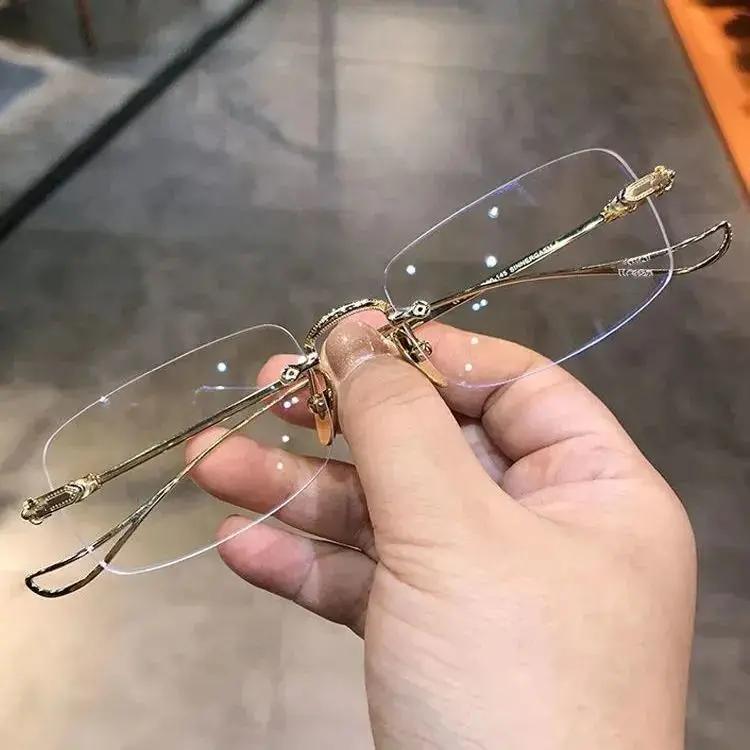 Frameless Small Square Ultra Light Eyewear New Anti Blue Presbyopic Eyeglasses Unisex High Definition Anti Ray Reading Glasses