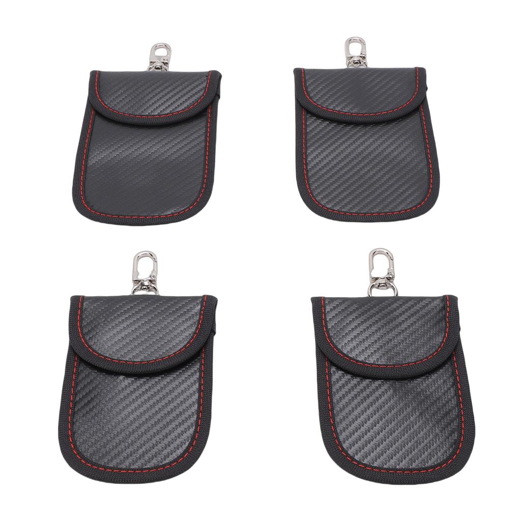 4PCS Signal Blocking Pouch Carbon Key Fob or Bag Anti Theft for Blocking Credit Card Radio Frequency Identification Information Leakage