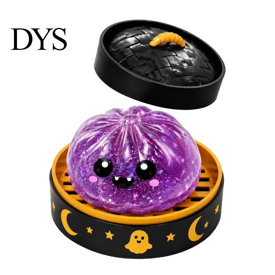 Mini Steamer Pretend Play Set Ghost Dumpling Stress Ball with Steamer, Maltose Slow Rising Squeeze Toy, Interactive Food Shape Toys Halloween