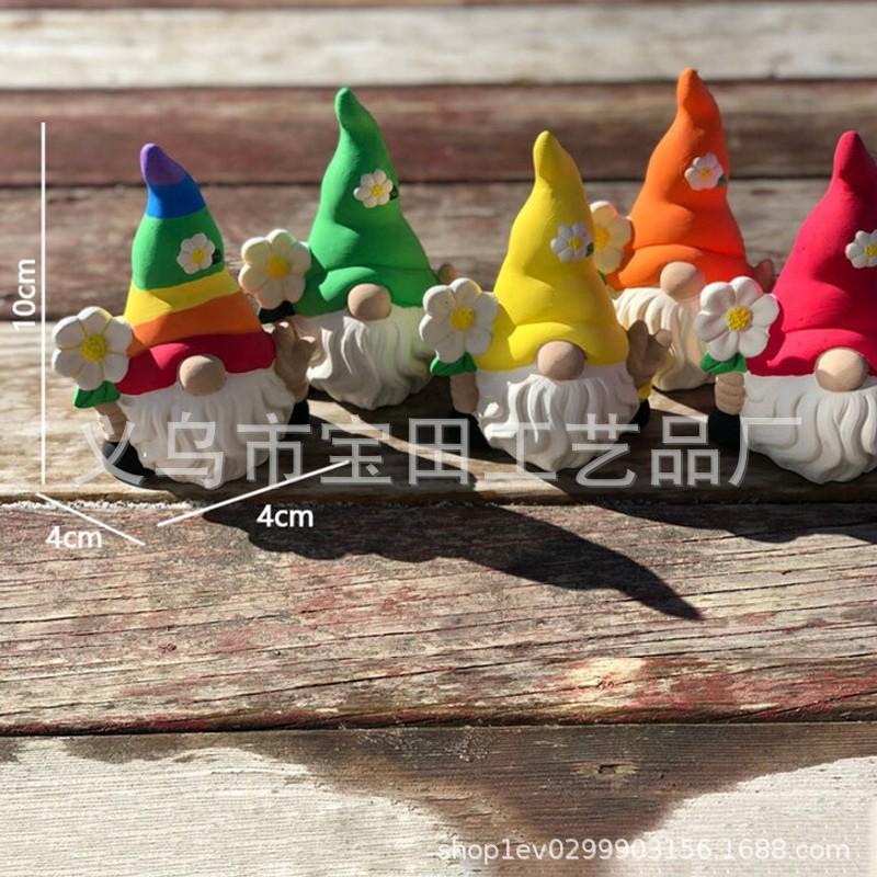 Gartenzwerg Magischer Elf Garten Dekoriert Gesichtsloser Zwerg Zwerg Hält Blume Boden Elf Harz Ornament