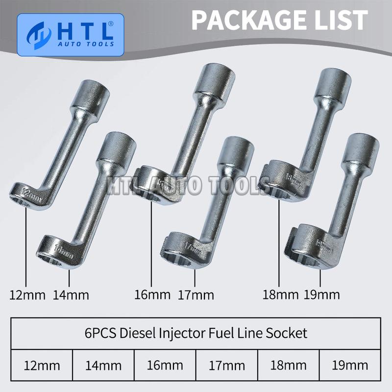 6pcs/set Diesel Fuel Injector Line Injection Socket Wrench Set Fuel Injection Pipe Socket Wrench for Car Repair