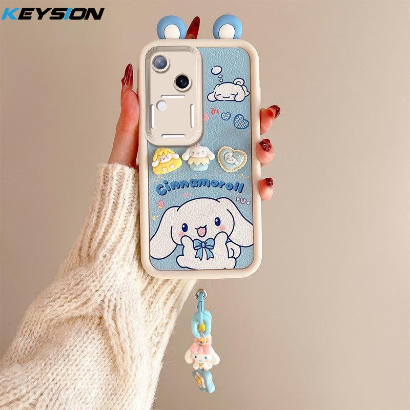 

KEYSION Милый чехол с 3D-мультяшным рисунком для VIVO V30 5G с браслетом, мягкий силиконовый противоударный чехол для телефона VIVO V30 5G for VIVO V30 5G